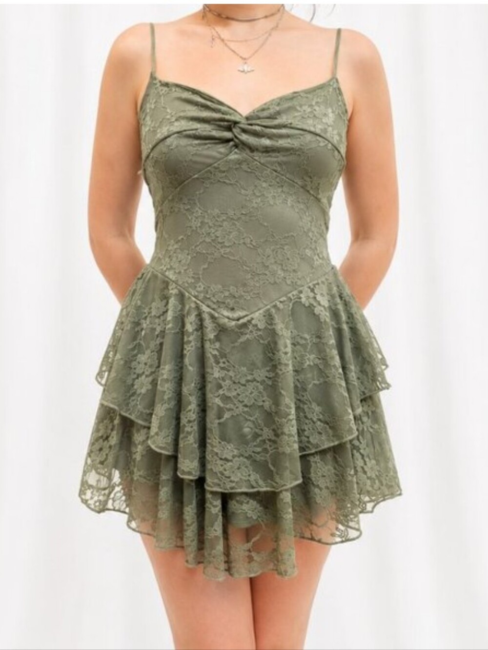 21 SAINTS little Green Lace Dress